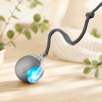 Balle intelligente coloris gris pour chien et chat avec lumière LED bleue et corde souple