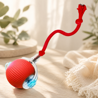 Balle intelligente coloris rouge pour chien et chat avec lumière LED bleue et corde souple