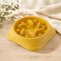 Gamelle anti-glouton pour chien et chat forme carré coloris jaune