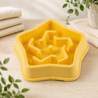 Gamelle anti-glouton pour chien et chat forme étoile coloris jaune