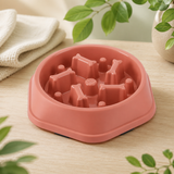 Gamelle anti-glouton pour chien et chat forme hexagonale coloris rose