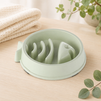 Gamelle anti-glouton pour chien et chat forme ronde coloris vert/gris