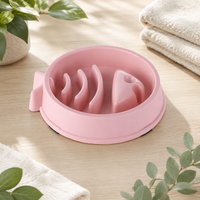 Gamelle anti-glouton pour chien et chat forme rond coloris rose