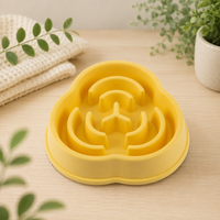 Gamelle anti-glouton pour chien et chat forme trèfle coloris jaune
