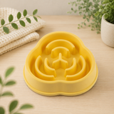 Gamelle anti-glouton pour chien et chat forme trèfle coloris jaune