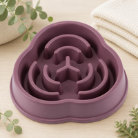 Gamelle anti-glouton pour chien et chat forme trèfle coloris violet