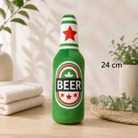 Jouet sonore pour chien en forme de bouteille de bière, polaire, taille 24 cm