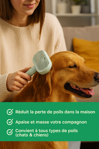 SteamBrush™ - Brosse de massage vapeur . Toilettage sans stress pour chien et chat.