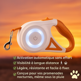 FlexiLED Laisse rétractable avec LED.  Les balades de nocturnes en toute sécurité avec ton chien .