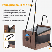 Panier de siège pour voiture. Pour la sécurité de votre chien ou votre chat