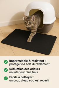LitiPro™ - Tapis de litière imperméable pour chat. Fini les cailloux dans toute la maison
