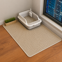 Tapis récupérateur de litière imperméable pour chat coloris beige