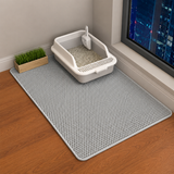 Tapis récupérateur de litière imperméable pour chat coloris gris